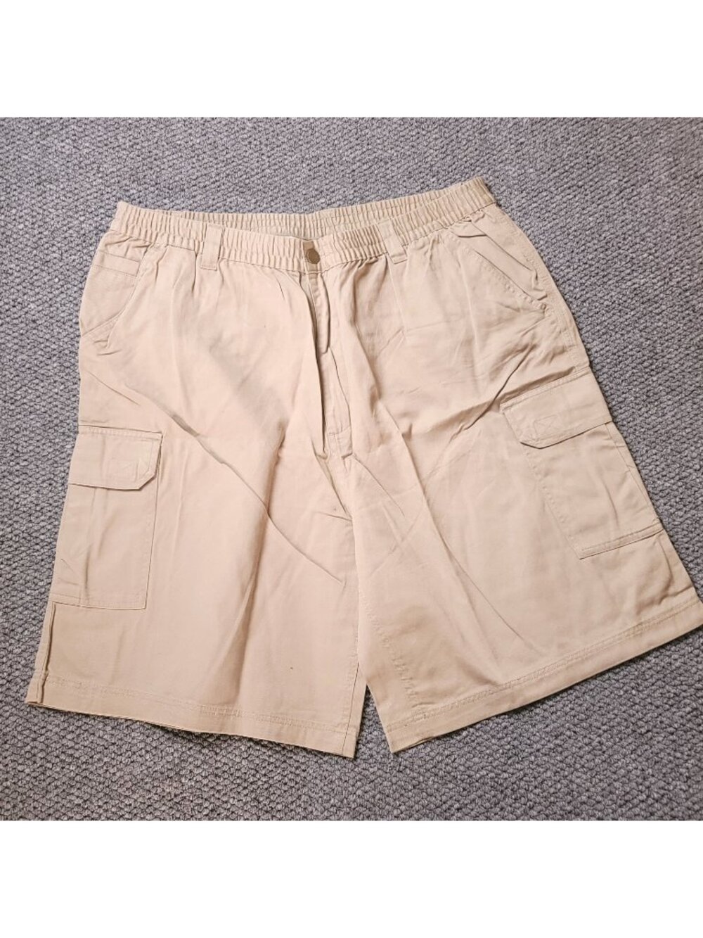 KingSize Cargo Shorts Mens 46 Big Tall Khaki Elastic LL Chino y2K Beige